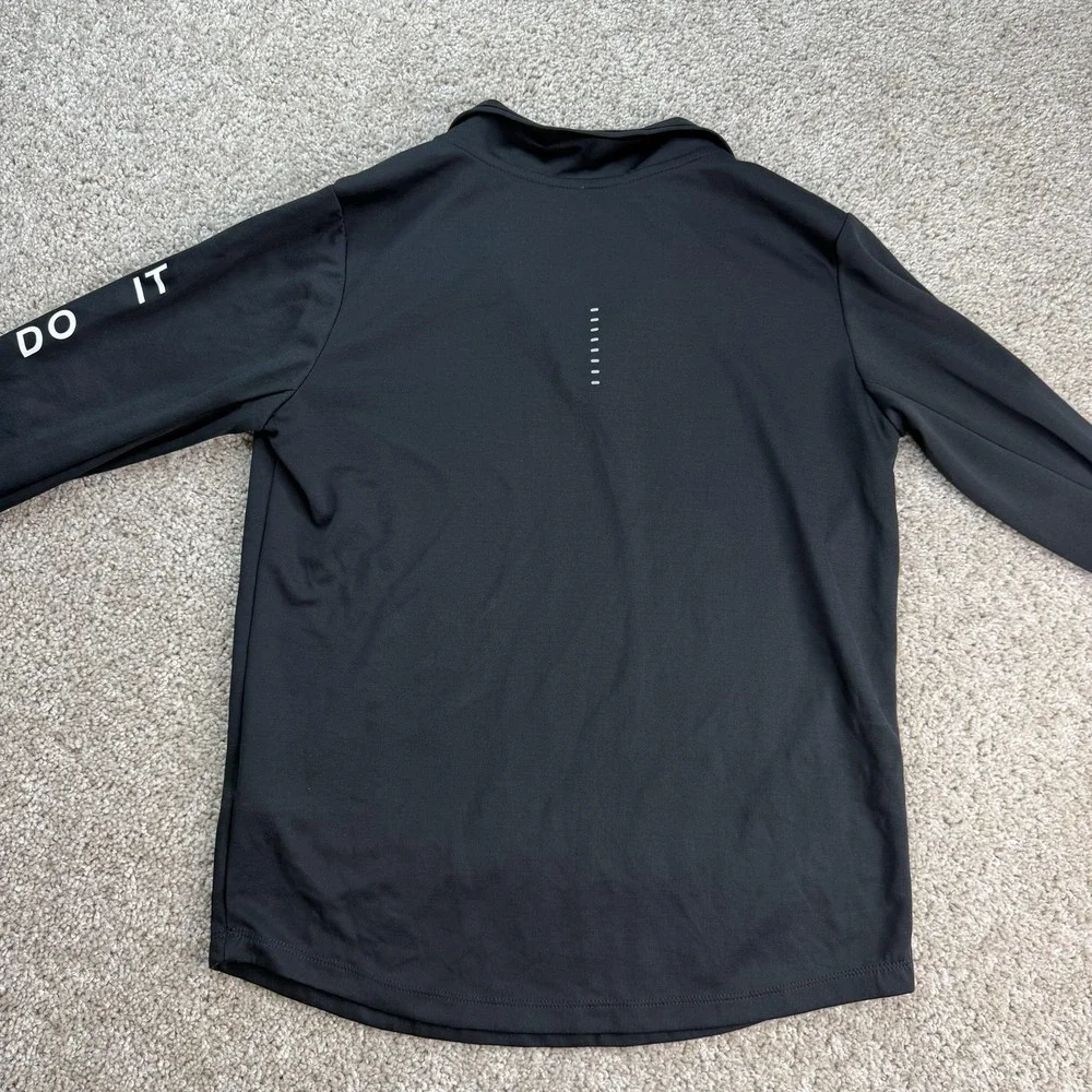 Nike Dri-FIT Pullover Womens Small Black 1/4 Zip Long Sleeve Running Top Graphic